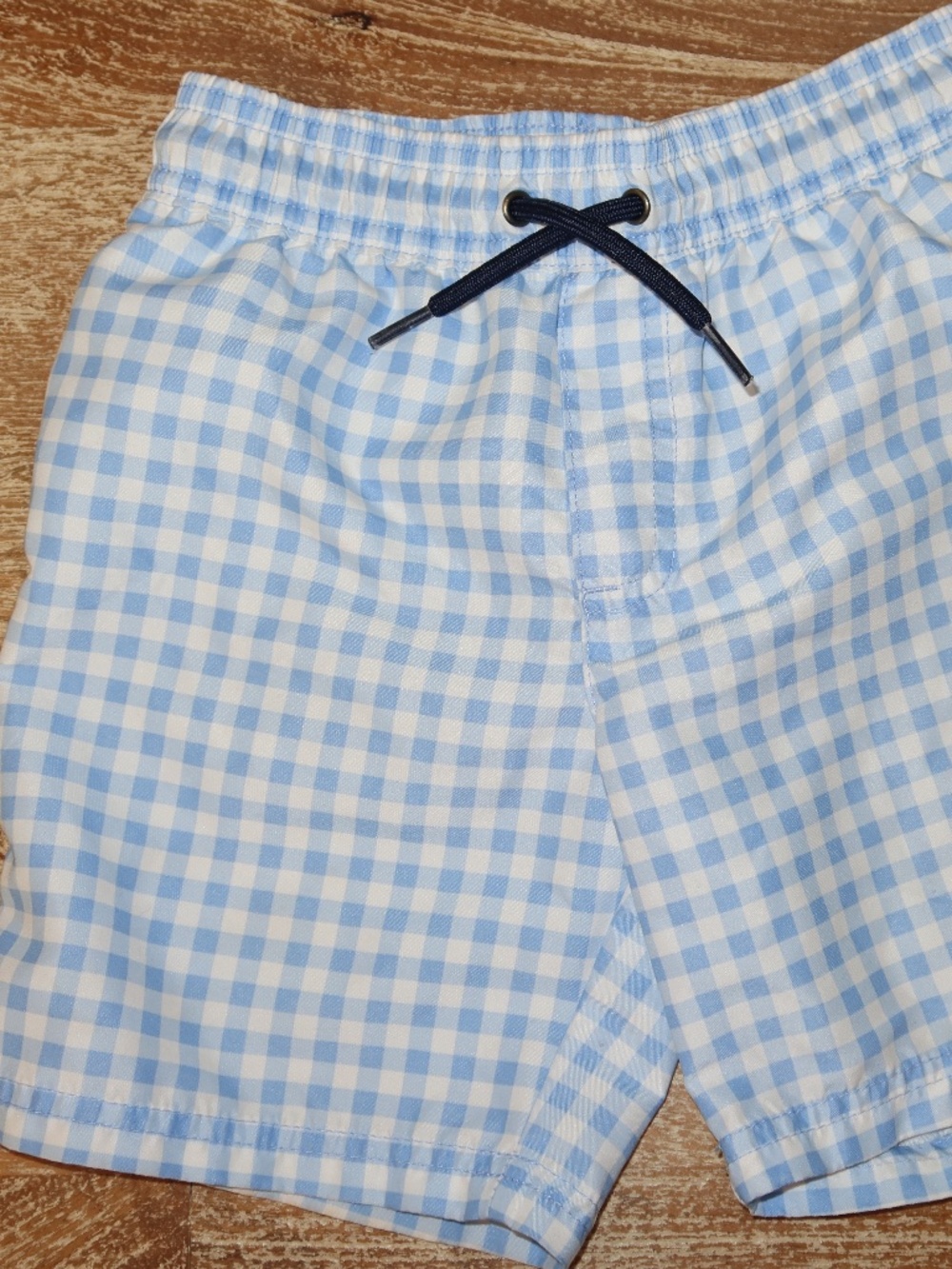 Boys Blue Gingham Swim Trunks Size 4 Carters